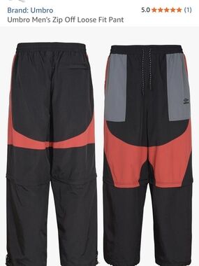 Umbro Black and Red Convertible Athletic Pants